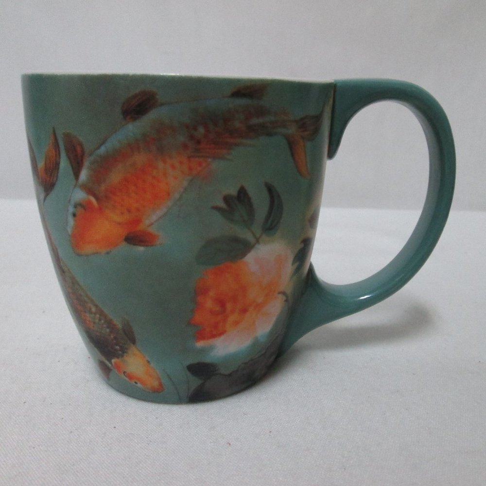 LANG Two Koi fish Suzanna Mah Fong Artwork Dish Micro Safe 2010 ceramic Asian